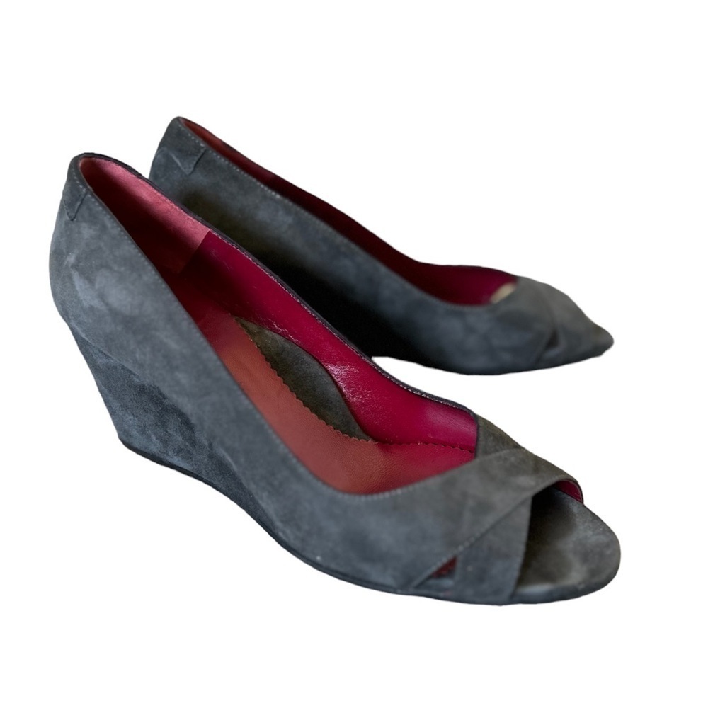 Taryn Rose Suede Peep Toe Wedge